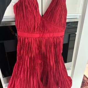 Elegant Red Pleated Dress